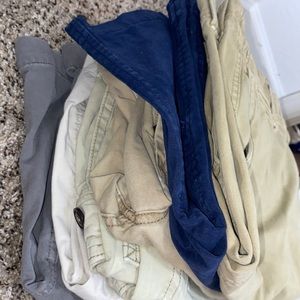 American Eagle Shorts, Sizes 30-31, Tans, grey, and blue.